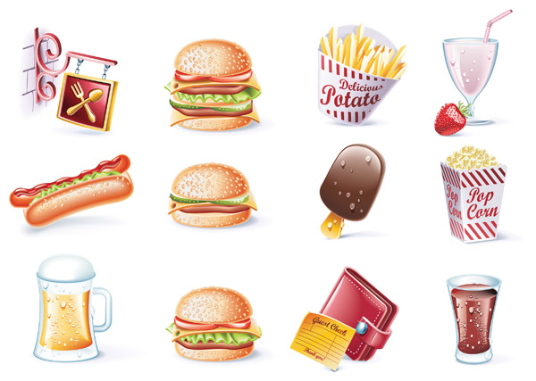 free vector Fine fastfood icon vector