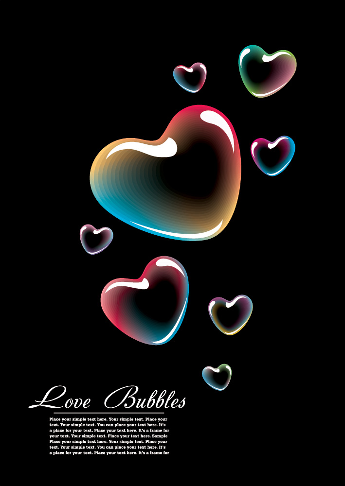 Five beautiful heartshaped love theme (25562) Free EPS Download / 4 Vector