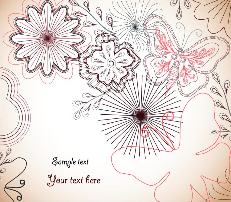 free vector Flowers and butterflies vector