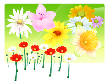 free vector Flowers and trees butterflies vector