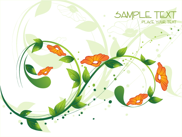 free vector Flowers green leaves background vector