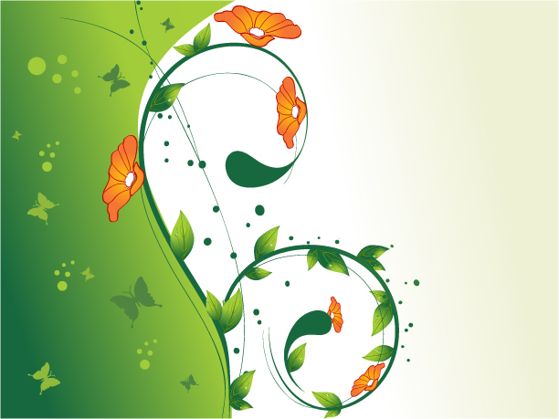 free vector Flowers green leaves background vector