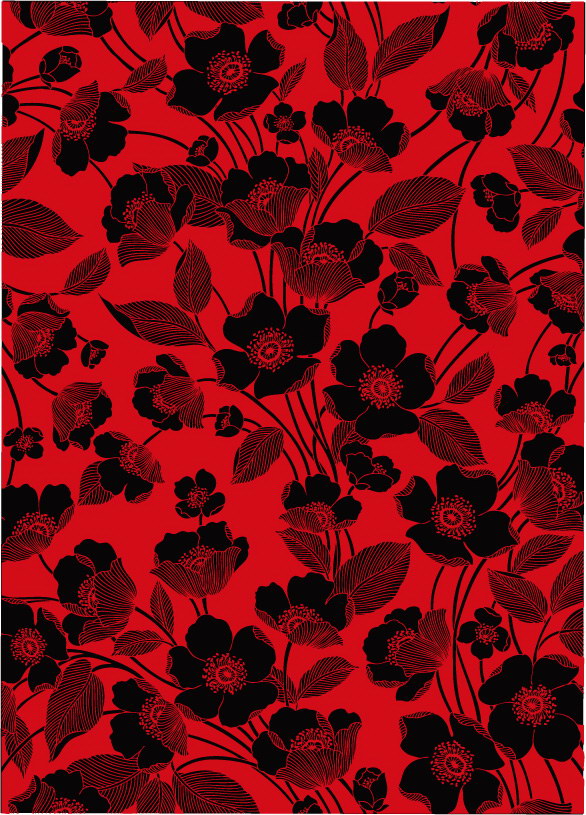 free vector Flowers red and black background vector lines
