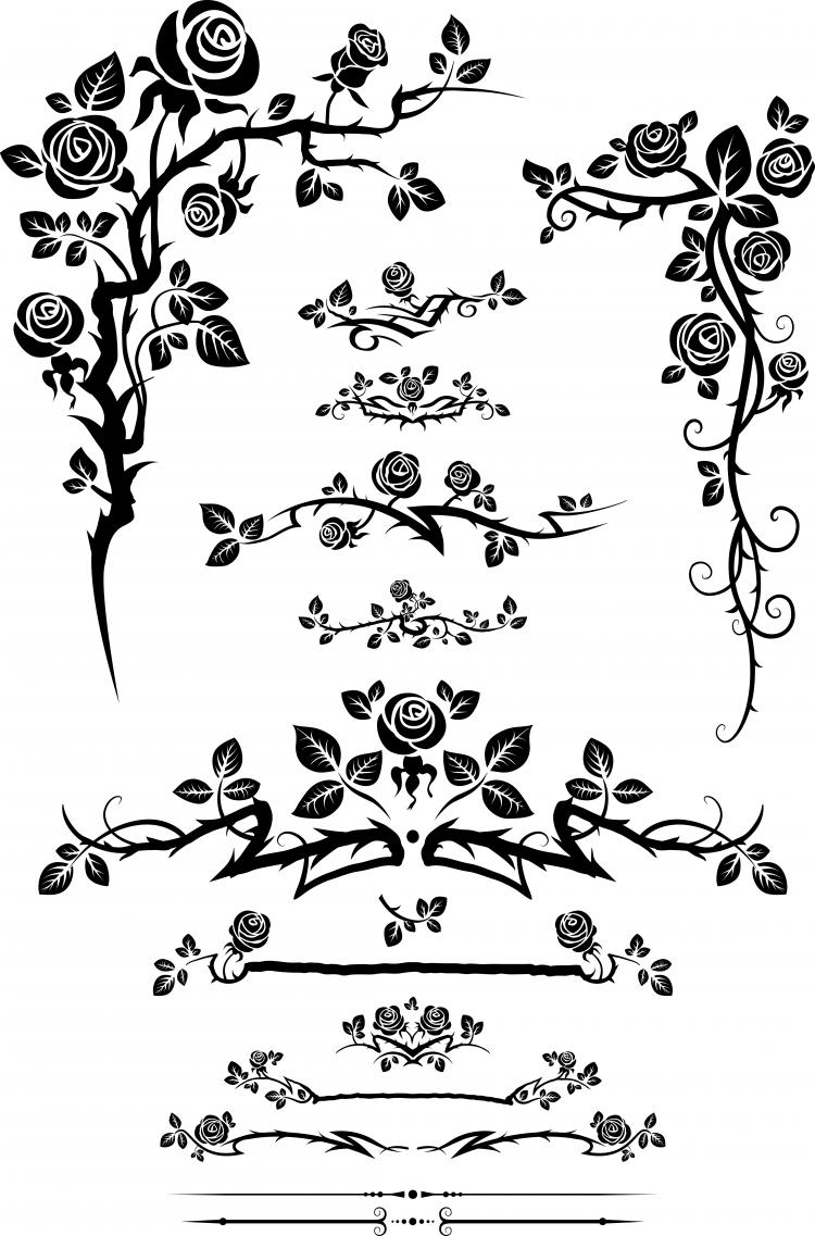 free vector Flowers silhouette lace 01 vector