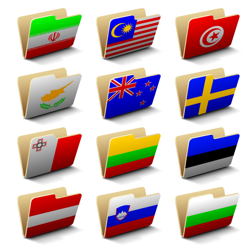 free vector Folder icon 60 national flag vector