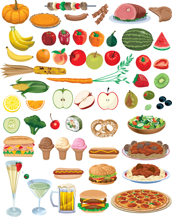 free vector Food fruits and vegetables vector