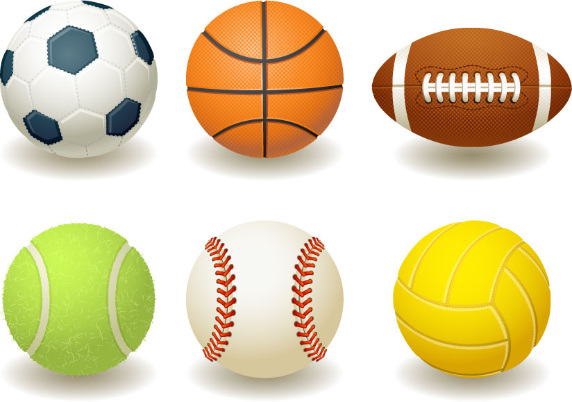 free vector Football, basketball, rugby, tennis, baseball, volleyball vector material