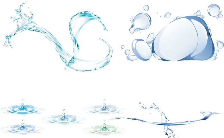 Download Four dynamic water (1380) Free AI Download / 4 Vector