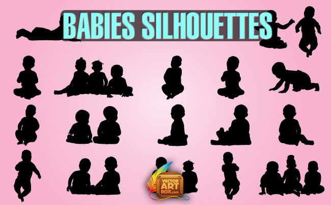 free vector Free Babies Silhouettes
