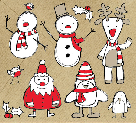 free vector Free Christmas Themed Sketchy Vector Graphics Pack