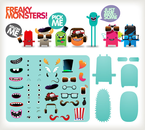 free vector Free to dress the little monster vector
