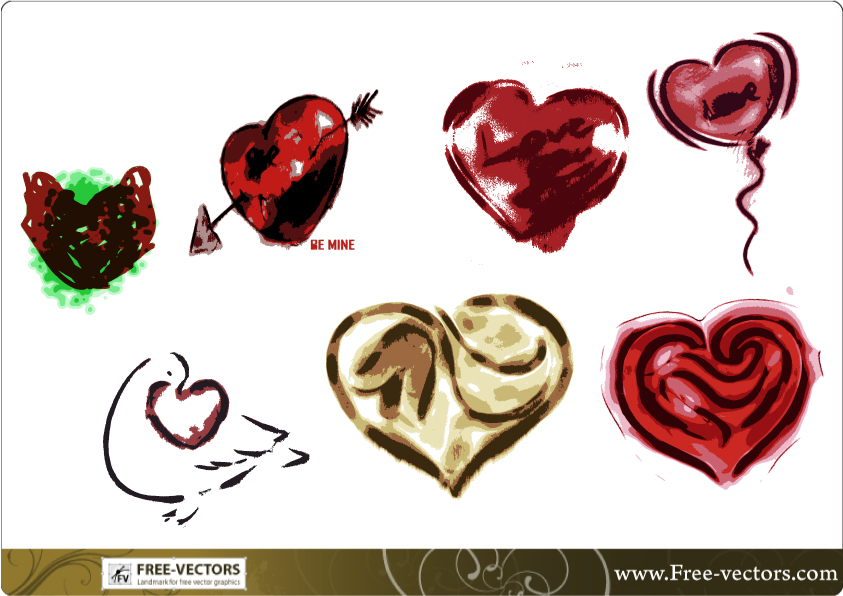 free vector Free Valentine’s Love Heart Vector Set-2