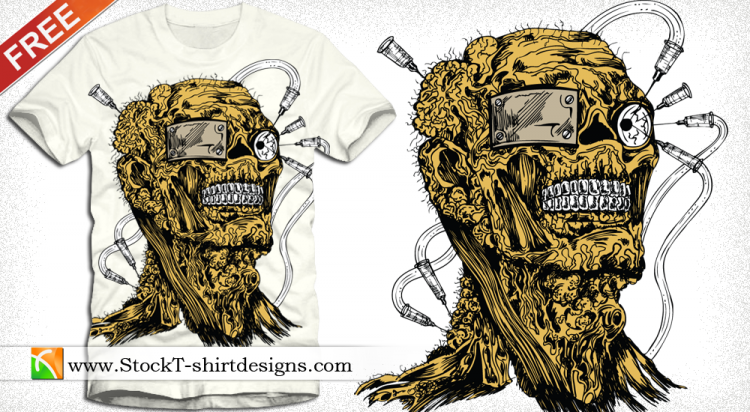 free vector Free Vector Apparel T-shirt Design with Demon Man