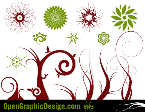 free vector Free Vector Flowers and Swirls