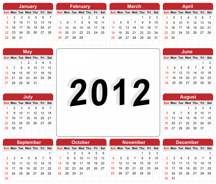 free vector Free Vector Illustration of 2012 Calendar