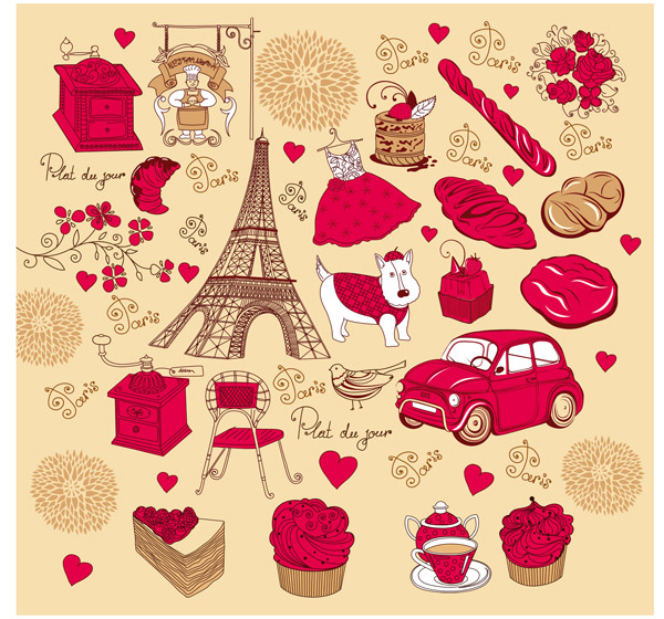 free vector French red rose theme vector