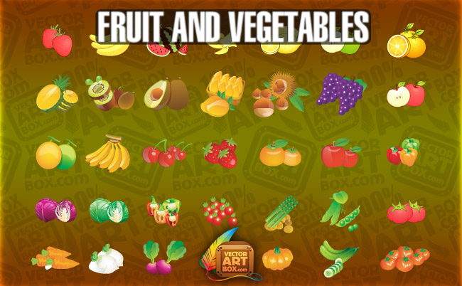 free vector Fruit Vegetables Icons