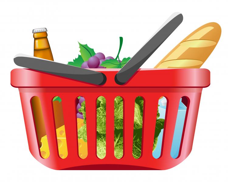 free vector Fruits and vegetables and shopping basket 01 vector