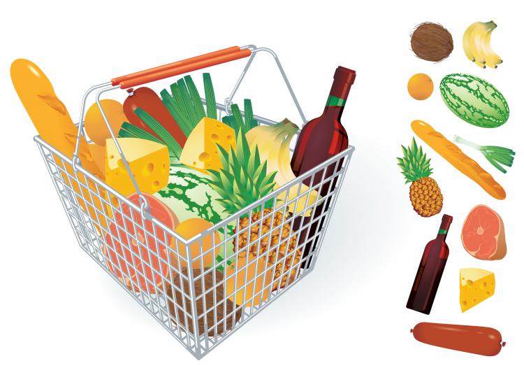 free vector Fruits and vegetables and shopping basket 04 vector