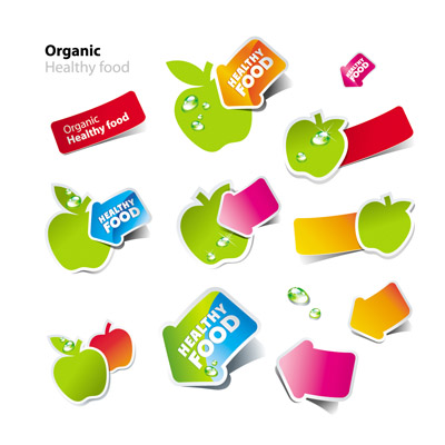 free vector Fruits and vegetables vector cute stickers