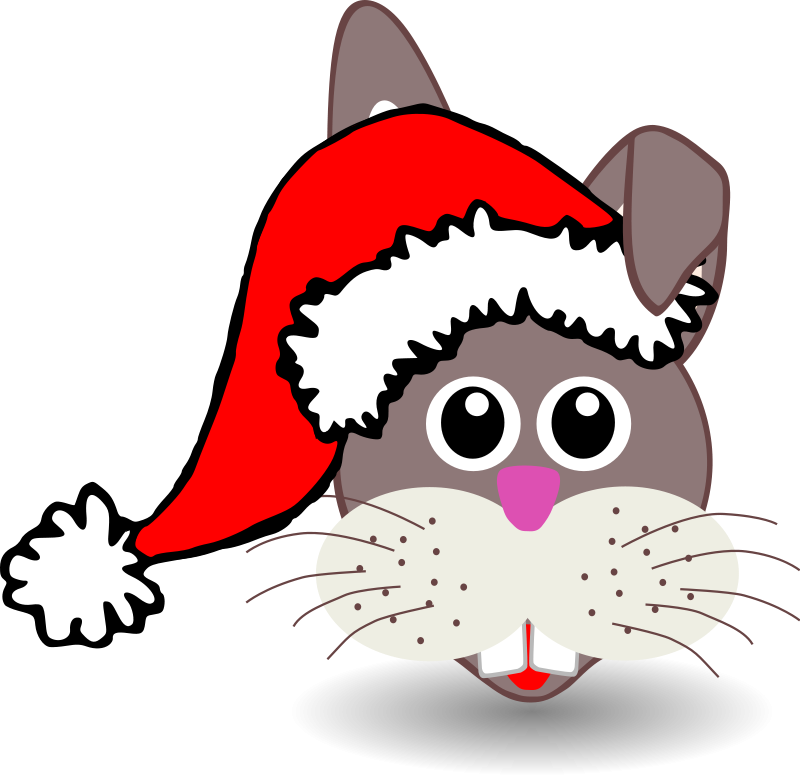 Download Funny bunny face with Santa Claus hat (102920) Free SVG ...