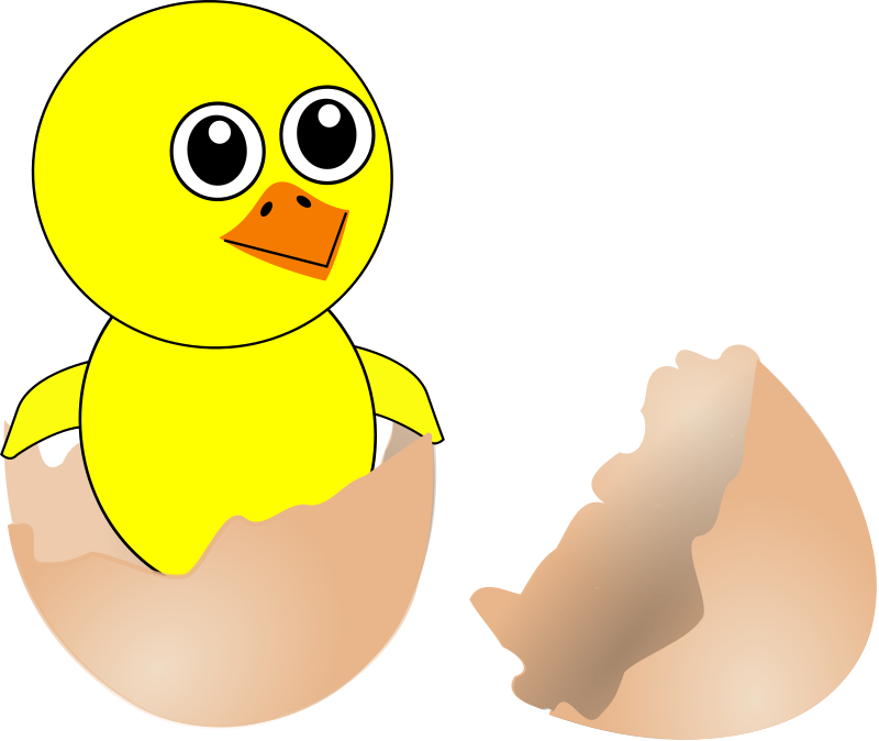 free vector Funny Chick Cartoon Newborn Coming Out from the Egg