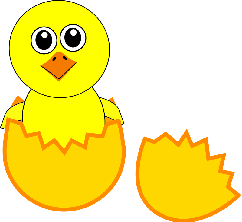 free vector Funny Chick Cartoon Newborn Coming Out from the Egg