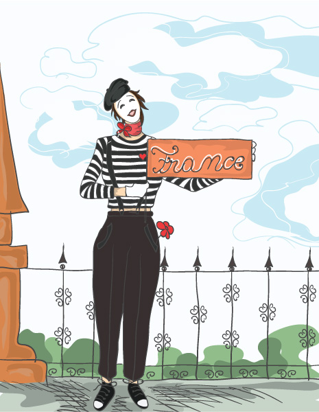 free vector Funny doodles with mime vector background