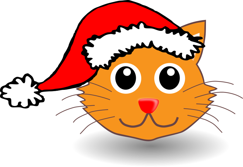 free vector Funny kitty face with Santa Claus hat