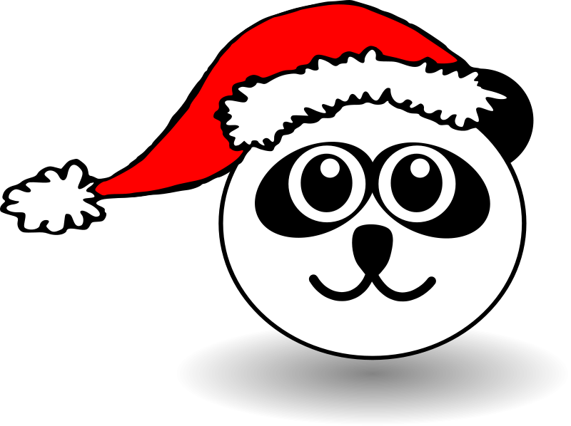free vector Funny panda face black and white with Santa Claus hat