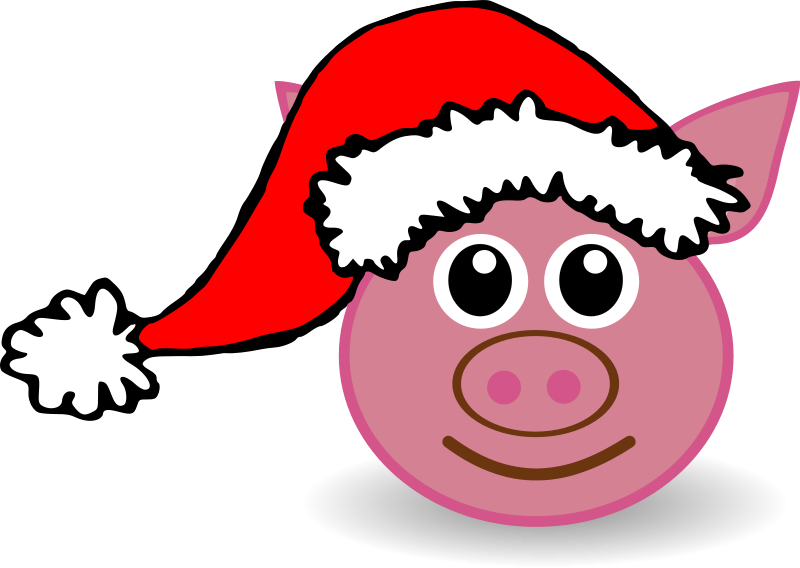 free vector Funny piggy face with Santa Claus hat