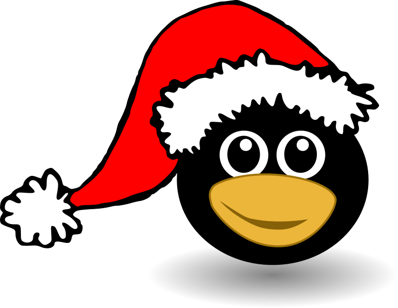 free vector Funny tux face with Santa Claus hat