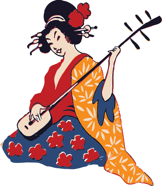 free vector Geisha Playing Shamisen clip art
