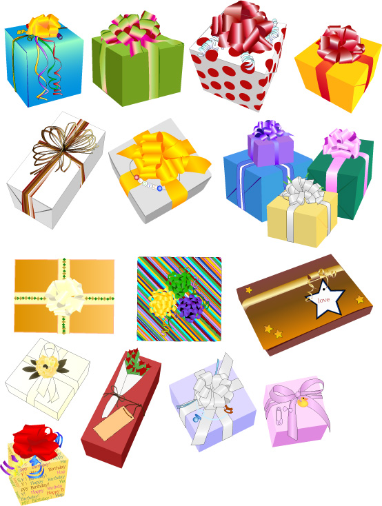 free vector Gifts gift box set of vector