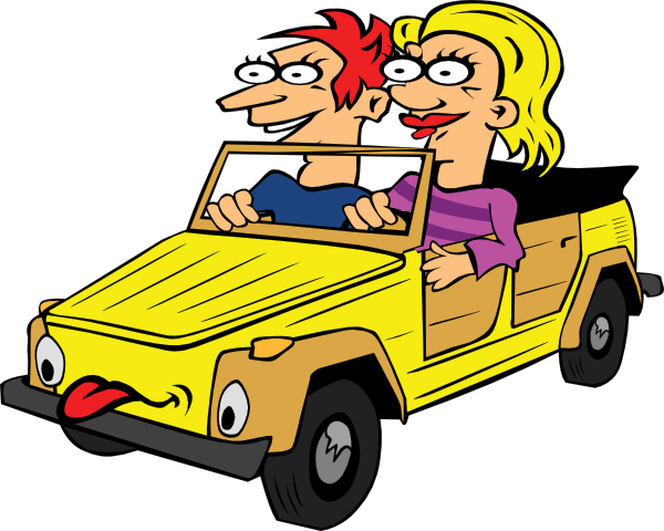 free vector Girl And Boy Driving Car Cartoon clip art