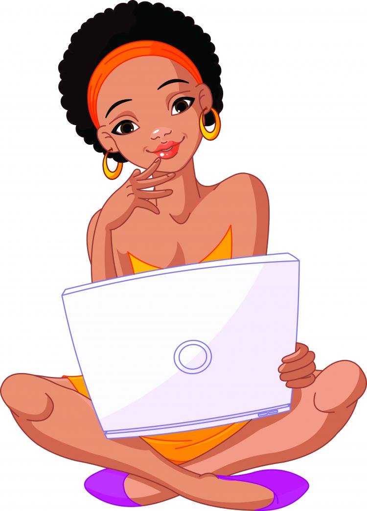 free vector Girl and computer 04 vector