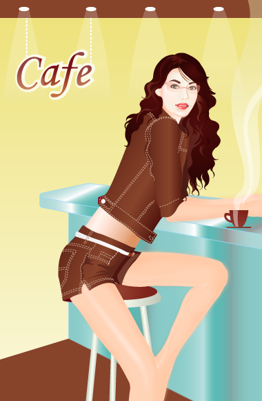 free vector Girl In Cafebar