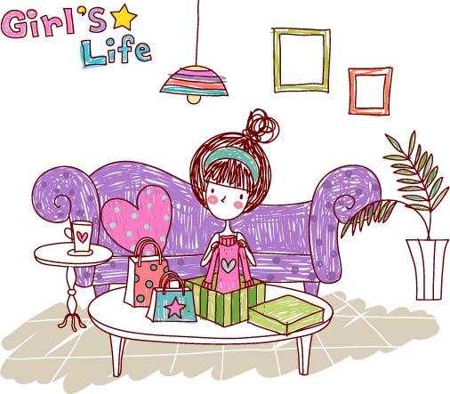 free vector Girl life vector eps girl life8