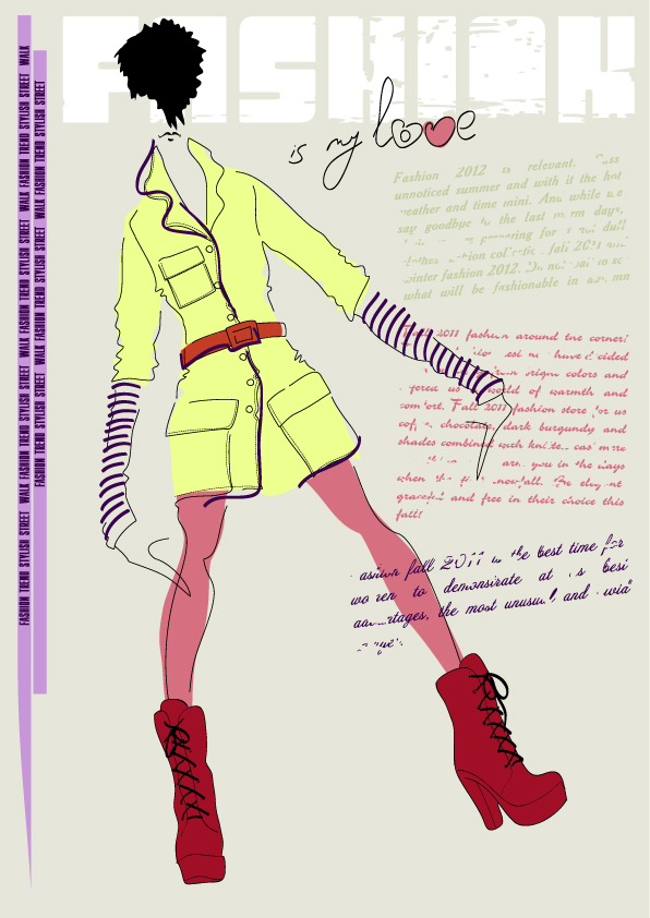 free vector Girls fashion illustrator 01 vector