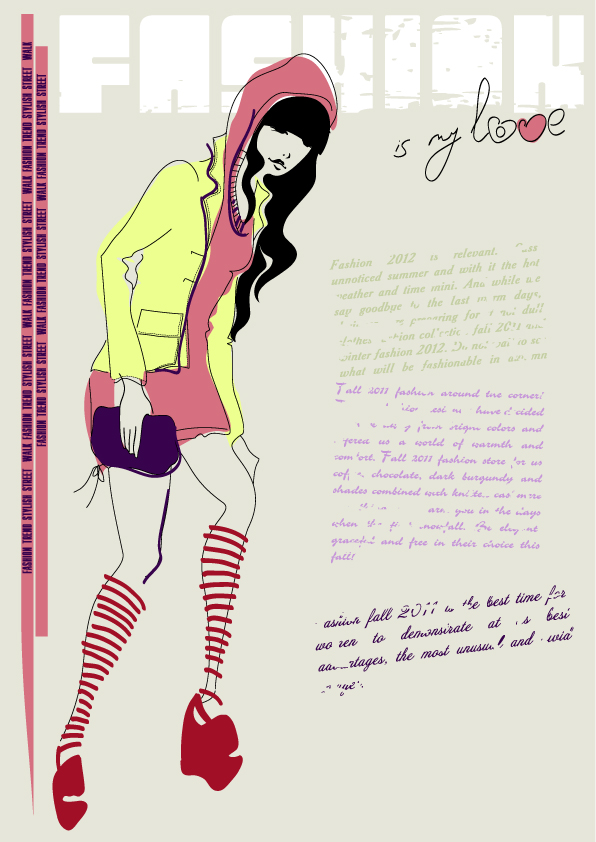 free vector Girls fashion illustrator 04 vector