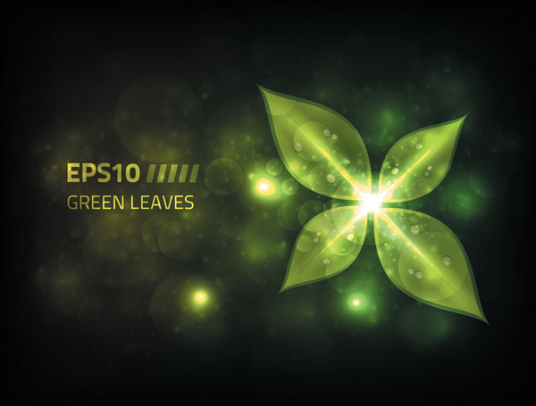 free vector Glare green leaves vector