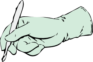 free vector Gloved Hand With Scalpel clip art