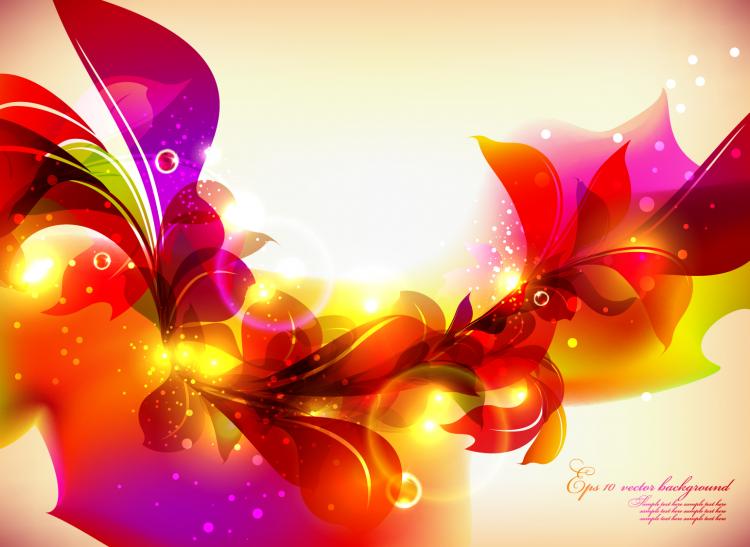 free vector Glow bright floral pattern background 03 vector