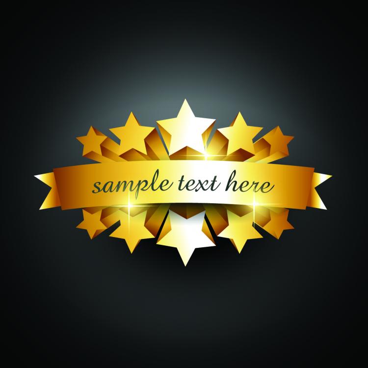 free vector Gold badge labels 07 vector
