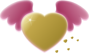 free vector Gold Heart With Pink Wings clip art