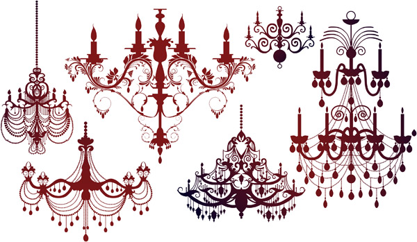 free vector Gorgeous chandelier lights silhouette vector