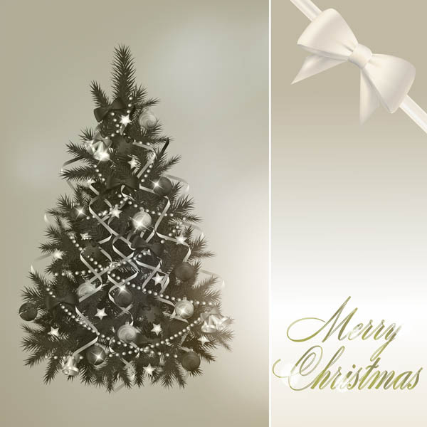 free vector Gorgeous christmas tree and the ball vector