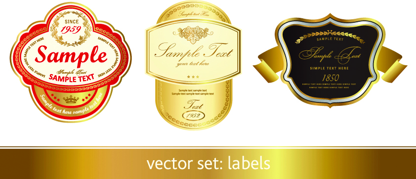 free vector Gorgeous classic bottle label 01 vector