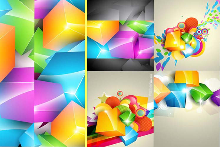 free vector Gorgeous color cube background vector
