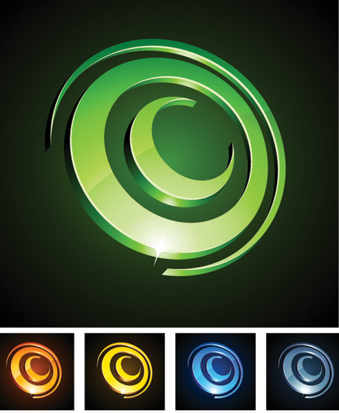 free vector Graphic Icons Three-dimensional Circular Vector 3d Stereo Copyright Round